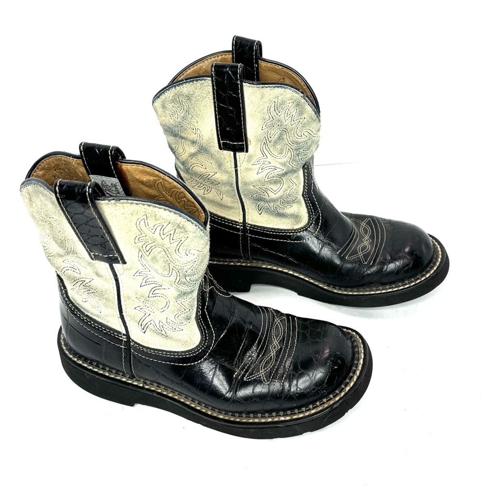 Ariat Fatbaby Womens 6 B Western Black Tan Leather Cowboy Cowgirl Boots